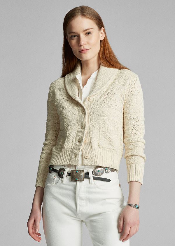 Cardigan Ralph Lauren Cropped Algodão-Silk Mulher 98546-YQHI